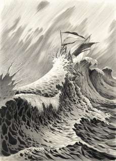 Lot 132 - RIFF REB‘S La Barre, illustration originale réalisée en 2020. Signée. Encre de Chine...