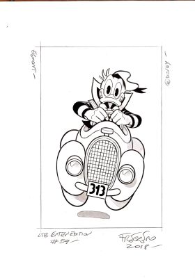 Andrea Freccero | Anders And på køretur (2018), cover art | ComicArt.dk