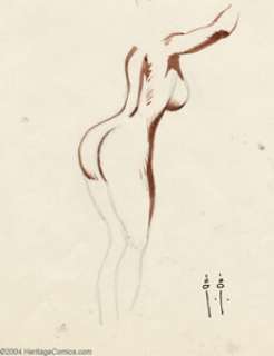 Frank Frazetta - Original Art Sketch of Female Torso (undated). Finished sketch of a female torso, drawn in pencil - | Heritage