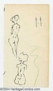 Frank Frazetta - Two Quick Female Nude Studies Original Sketch (undated). A sketchbook piece with two quick female - | Heritage