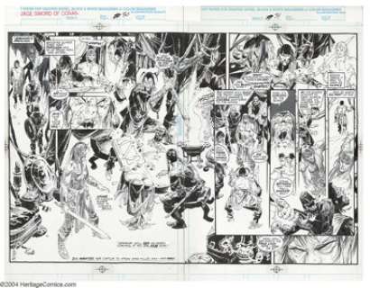 Alex Nino - Savage Sword of Conan #228 Original Art, pages 30 and 31 (Marvel, 1994). A nearly invisible Conan - | Heritage