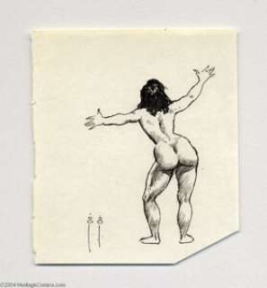 Frank Frazetta - Standing Female Nude Sketch Original Art (undated). A very tight and detailed ink drawing of a - | Heritage