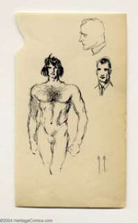 Frank Frazetta - Jungle and Civilized Man Studies Sketch Original Art (undated). These ink sketches look as though - | Heritage