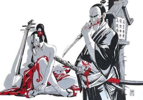 HUB - lot 293 - Okko et une courtisane, dessin original très grand format réalisé Ã  l‘acrylique et aux marqueurs Str…