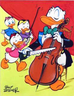 DISNEY  - Donald contrebassiste  - Illustration certainement pour le journal de [...] | Vermot et Associés