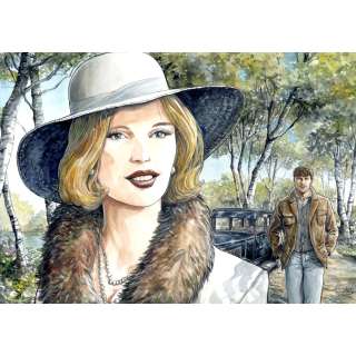 OLIVIER BERLION (NÉ EN 1969) - Lot #217 - Agata. Illustration, Balade à Chicago. Année 2021. Encre de chine, crayon et aquarelle. Signé 32 x 42 cm