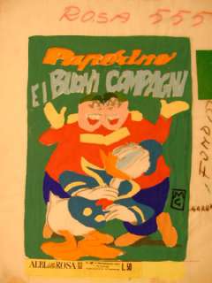 PAPERINO BASSOTTI PAPERINO BUONI COMPAGNI SU CARTONCINO + LUCIDO PROVA COLORI MATITA CHINA B/N + LUCIDO COLORI 25,5 X 36 | Casa del Fumetto