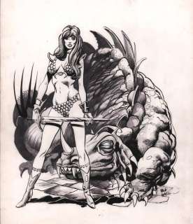 Bob Hall | Red Sonja & Dragon Large Art - Signed | Anthony’s Comic Book Art