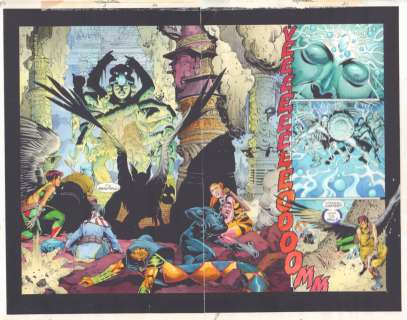 John Kalisz, Michael Bair, Rags Morales | Hawkman #2 Pgs 20 & 21 Color Guide Art - Crazy Temple Action Dps - 2002 | Anthony’s Comic Book Art