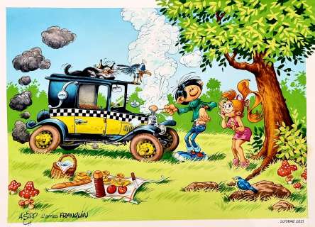 Sipp André - illustration originale Gaston Lagaffe hommage Ã  Franquin