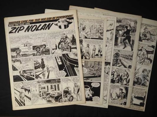 Lot 325 - ZIP NOLAN - 6 pages of original comic art from various issues of ’Lion’ comic, mid to late 1960s - | Excalibur Auctions