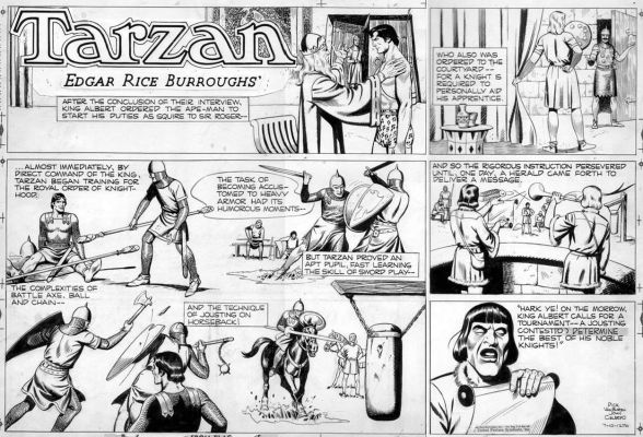 Celardo, John - Tarzan Sunday 7/10-1950S Tarzab Vs Warrior Ala Prince Valiant | Cool Lines Art