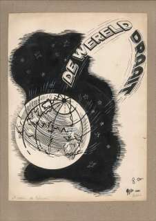 Sleen, Marc - Originele illustratie ’De wereld draait’ voor Ons Volk - (1945) | Catawiki