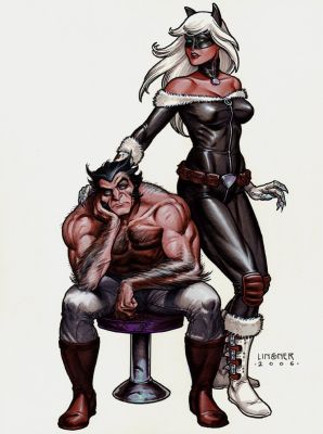 Joseph Michael Linsner | Claws Tpb Mixed Media Inside Back Cover (Published Black Cat & Wolverine!) 2006 | Romitaman