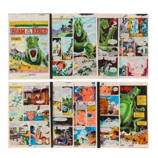 Set of Ten Don Warfield Hand-Painted No. 15 "Roam on the Range" Interior Colour Guide Pages / MARVEL COMICS: GODZILLA, KING OF THE MONSTERS | Propstore