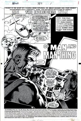 Gary Barker, Mark Farmer - Incredible Hulk #389 P 1 Splash (Mark Farmer Inks! Hulk & Rick Jones Get Ready To Battle the Man-Thing Soon!) 1991