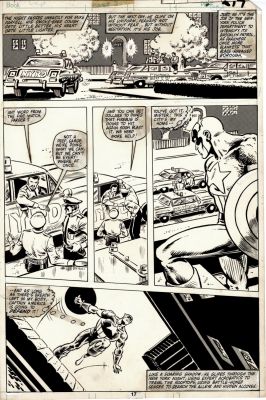 Mike Zeck | Captain America #258 P 13 (Captain America Watching the Police After the Arson Fire!) 1981 | Romitaman