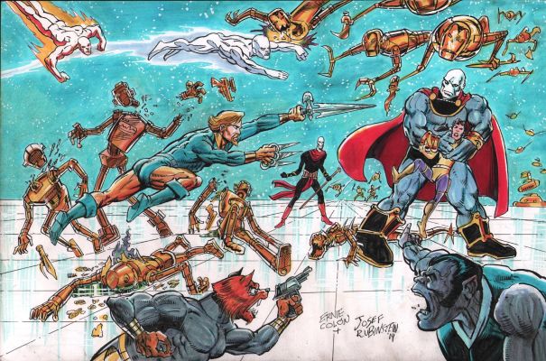 Ernie Colon, Joe Rubinstein | Dreadstar Action Scene Color Commission - Signed - 2019 | Anthony’s Comic Book Art