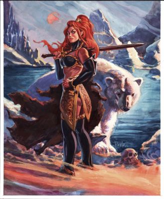 Dan Brereton - Swordplay Published Large Portfolio Painting (Heela & Arktos!) 2022