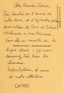 Chard , Françoise Pichard Dit ( 1941 ) | Longue dédicace manuscrite a l’attention de Pascal… | Stanley’s Auction