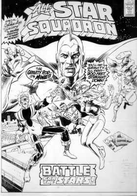 Don Newton | Newton, Don - All Star Squadron #43 Large Cover, Newton & Dez Credits, Drawn & Dc Stamp 1983 @ New Jersey Art Con | Cool Lines Art