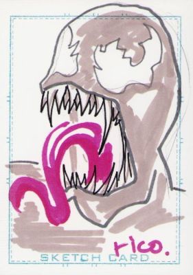 Rico Renzi | Venom Hand Drawn Color Sketch Card - Signed | Anthony’s Comic Book Art