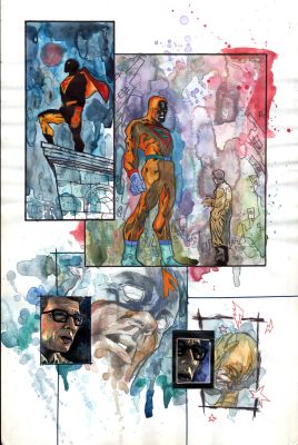 David Mack | Daredevil #16 P 4 (Wonderful Watercolor Page with the Fury, Recounting a Violent Encounter To Investigative Journalist Ben Urich!) 2001 | Romitaman