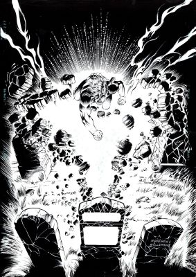 Bill Marimon, Don Hillsman | Damage #13 Cover (Great Cemetery Destruction Large Art Cover!) 1994 | Romitaman