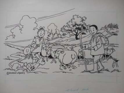 Geerts, Paul  - Originele tekening Suske en Wiske - Telecard "Heide" Kalmthout - (2001) | Catawiki