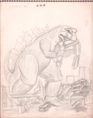 Dave Cockrum | Aurora Model Kit Godzilla Design Art - Signed - 1975 | Anthony’s Comic Book Art