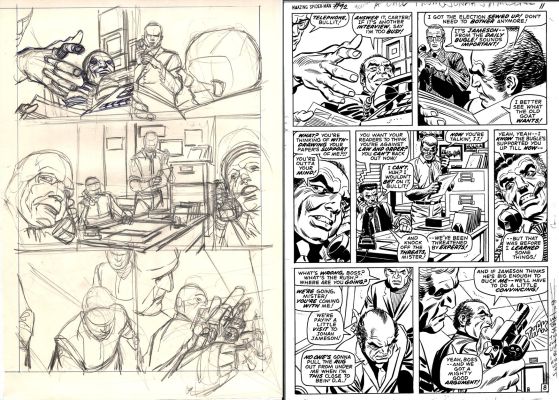 Gil Kane | Amazing Spider-Man #92 Story P 8 Pencil & Ink 11 X 17 Inch Prelim with Full Size Art Print Included (Jjj, Robby, Sam Bullit!) 1970 | Romitaman