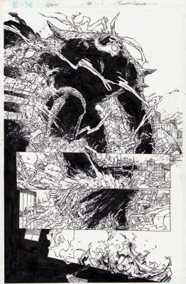 Adelso Corona, Brett Booth | Spawn #365 Pg. 1 - Interior Page Gruesome Action - 1992 | Anthony’s Comic Book Art