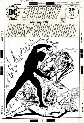 Mike Grell | Superboy & the Legion of Superheroes #215 Cover! (Sun Boy, Superboy, Saturn Girl, Brainiac 5, Element Lad!) 1975 | Romitaman