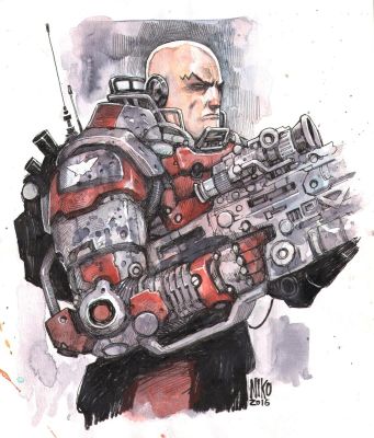 Henrichon Niko | Illustration originale Metabarons pour un ex-libris BDnet Bastille | Galerie Napoléon