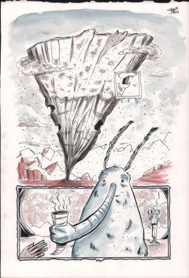 Shawn Daley | Snowy Mountain Watercolor Panel Page - Signed | Anthony’s Comic Book Art