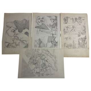Vintage Comic Book Art Hand Drawing Pencil Sketch Story Board lot 4 | Los Angeles Estate Auction