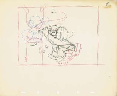 BLANCHE NEIGE ET LES SEPT NAINS Studio Disney 1937. Dessin de storyboard | Rossini