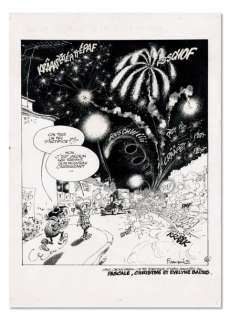 Franquin (André) | FRANQUIN GASTON LAGAFFE. LE FEU D’ARTIFICE DE GASTON. Encre de Chine p | Coutau Bégarie