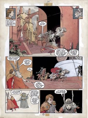Charles Vess | Vess, Charles - Thor - Raven Banner, Marvel Graphic Novel #15 Large Painted Pg 17, One of Few Pages with Thor 1985 | Cool Lines Art