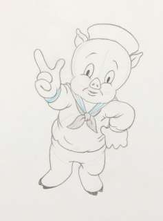 A Porky Pig “Any Bonds Today" Production Drawing. | Van Eaton Galleries