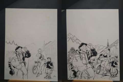 Meynet - 2 Dessins originaux (recto et verso) - "Les Gags de Fanfoué" - EO | Catawiki