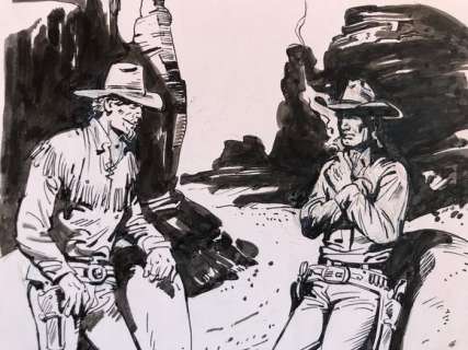 Tex - Virgilio Muzzi - original illustr., "Sulla collina del Perro Muerto" - Page volante - EO | Catawiki