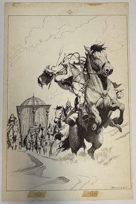 Lot 34 - John Bolton – Epic Illustrated #10 “Marada the She-Wolf” Title Page Original Art, 1982 | Oberon Auctions