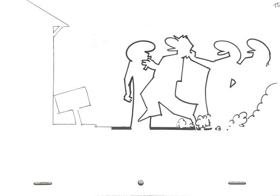 Osvaldo Cavandoli | Original sketch for La Linea. Cm. 29,5x21. Felt on paper. Code 2182. | Segni e Disegni