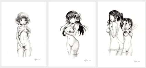 Roze, An - 3 Dessins originaux - Manga style - (2017) | Catawiki