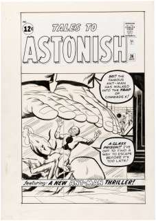 "TALES TO ASTONISH" #36 COMIC BOOK COVER RECREATION ORIGINAL ART BY ANGEL GABRIELE (ANT-MAN).