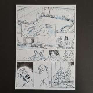 David Ratte. Le... | David RATTE. Le voyage des pères. Bleu et encre. Planche.... | Aibo Art Auction