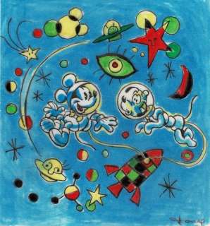 Donald Duck and Pluto inspired by Joan MirÃ³ - Original Drawing - Tony Fernandez | Catawiki
