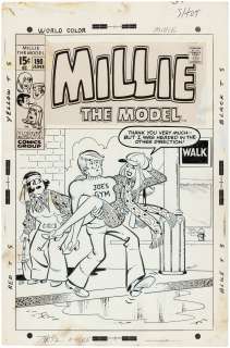 "MILLIE THE MODEL" #190 COMIC BOOK COVER ORIGINAL ART BY STAN GOLDBERG. | Hake’s