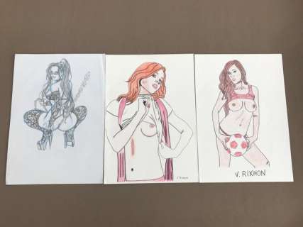 Batista, Adriano / V. Rixhon - 3 x dessin original - Érotisme | Catawiki